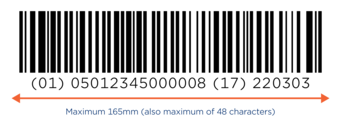 Maximum 165mm and 48 characters