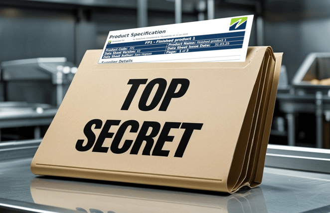 View of food Product Specification spec sheet
