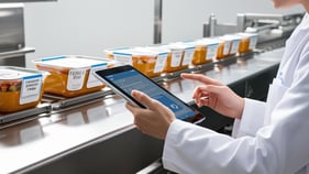 NotaZone Trace App being used on a food production line